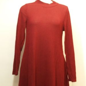 Maroon Ribbed Sweater Dress